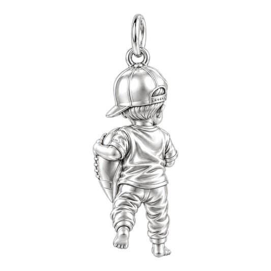 Little MVP Footballer Charm Bracelet – Personalized Mom Gift – back of the charm, engraving area