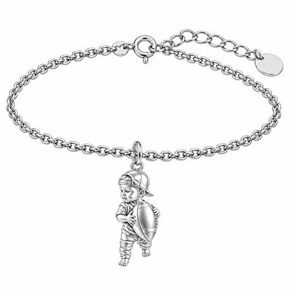 Little MVP Footballer Charm Bracelet Set – silver, front view