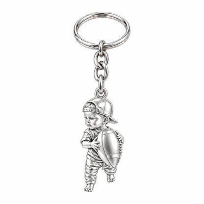 Little MVP Footballer Charm Keychain – silver, front view