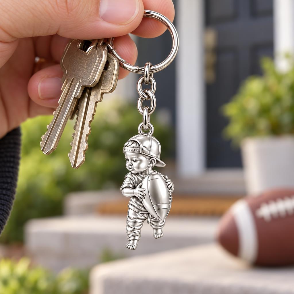 Little MVP Footballer Charm Keychain – worn / in use
