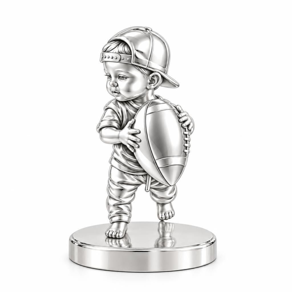 Little MVP Footballer Keepsake Plaque – silver, front view
