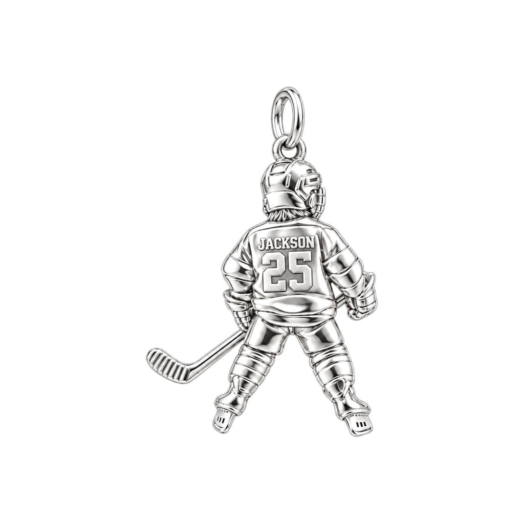 Little MVP Hockey Player Charm Bracelet – Personalized Mom G – silver charm, front view