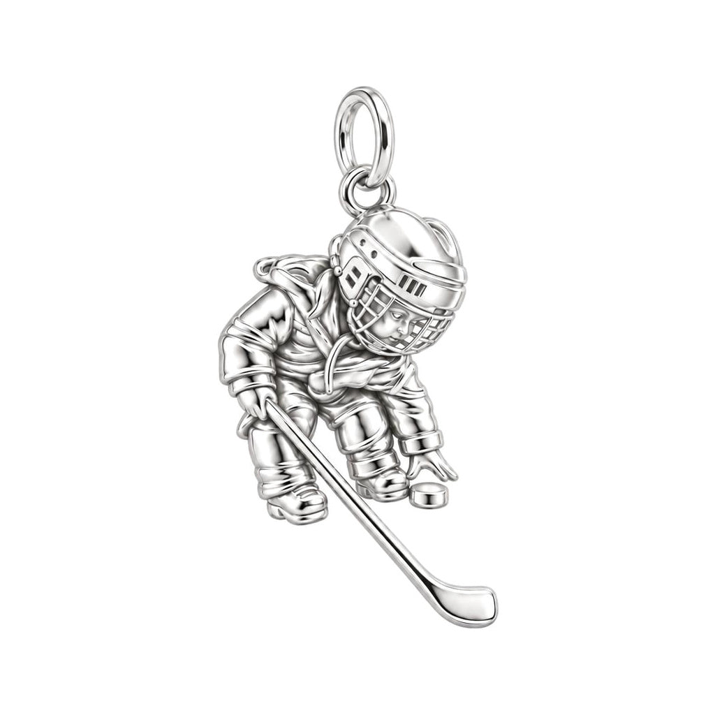 Little MVP Hockey Player Charm Bracelet – Personalized Mom Gift – silver charm, front view