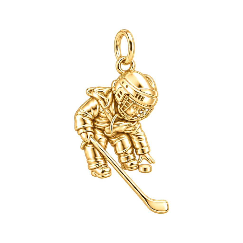 Little MVP Hockey Player Charm Bracelet – Personalized Mom Gift – 18K gold charm, front view