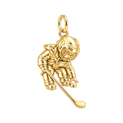 Little MVP Hockey Player Charm Bracelet – Personalized Mom Gift – 18K gold charm, front view