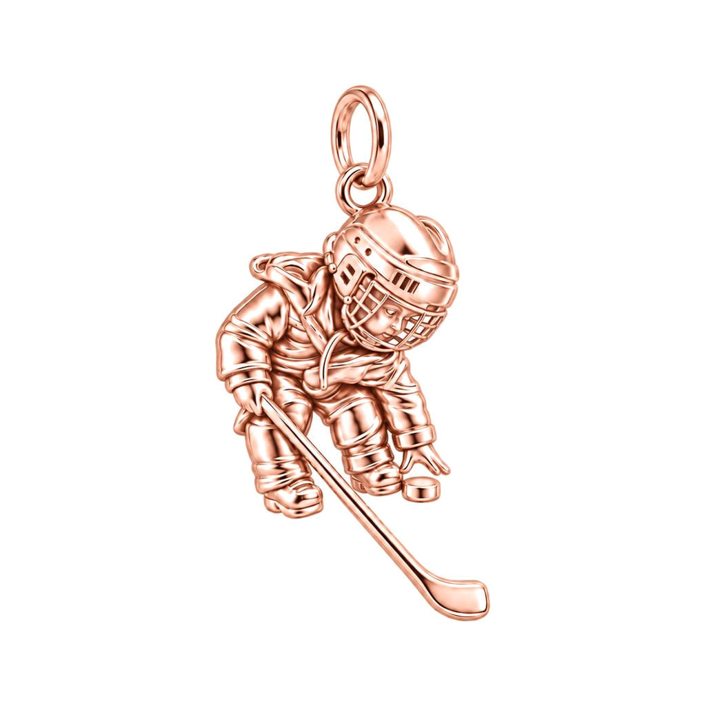 Little MVP Hockey Player Charm Bracelet – Personalized Mom Gift – rose gold charm, front view