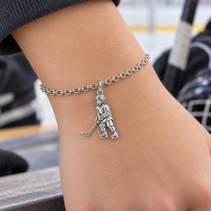 Little MVP Hockey Player Charm Bracelet Set – worn / in use
