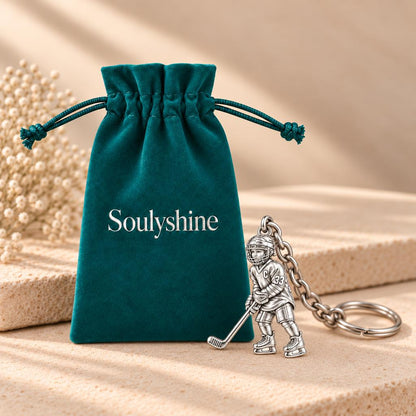 Little MVP Hockey Player Charm Keychain – Soulyshine velvet gift pouch