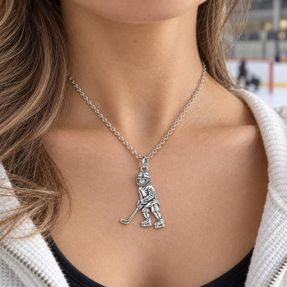 Little MVP Hockey Player Charm Necklace Set – worn / in use