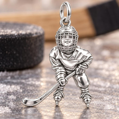 Little MVP Hockey Star Charm Bracelet – Personalized Mom Gift – macro detail of the charm