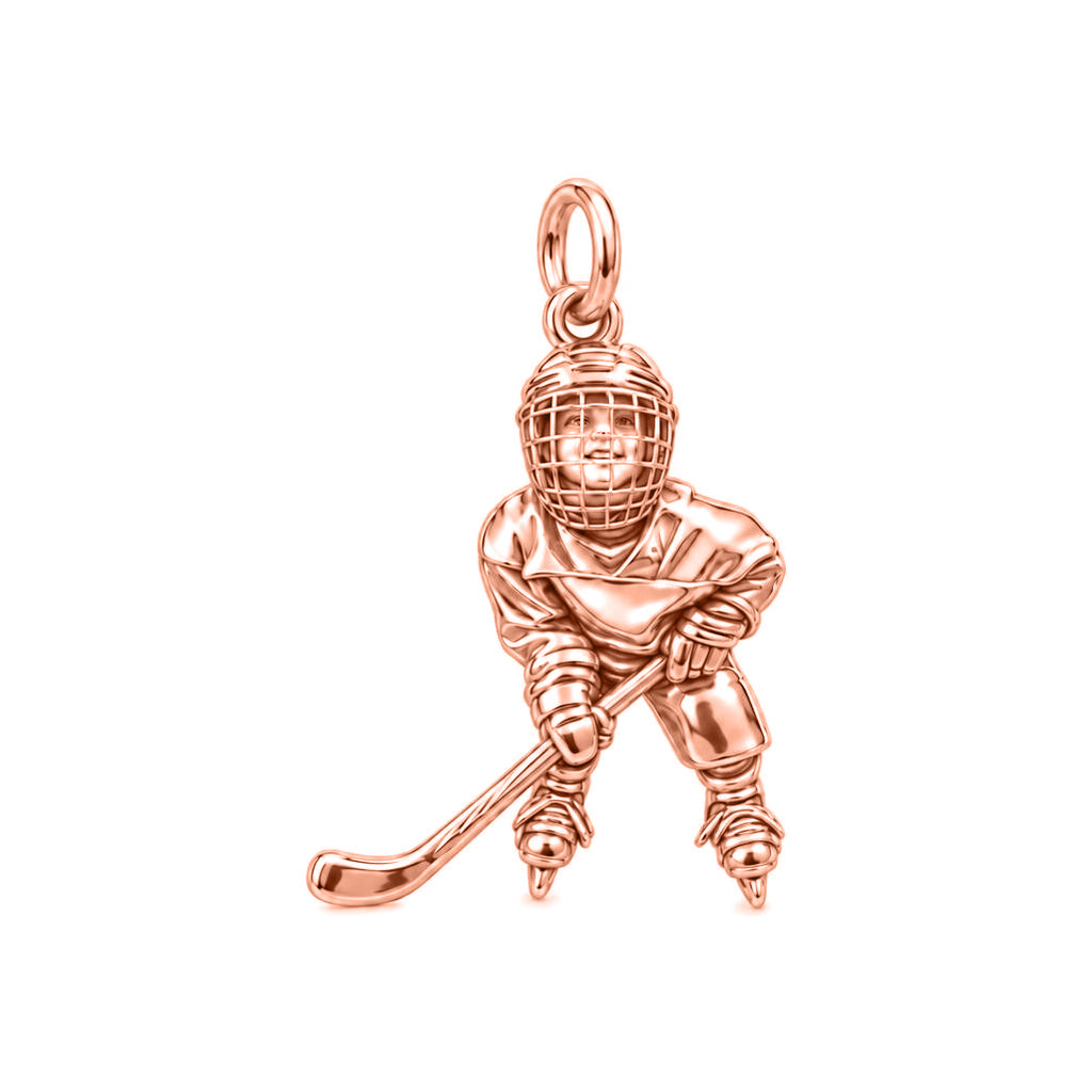 Little MVP Hockey Star Charm Bracelet – Personalized Mom Gift – rose gold charm, front view