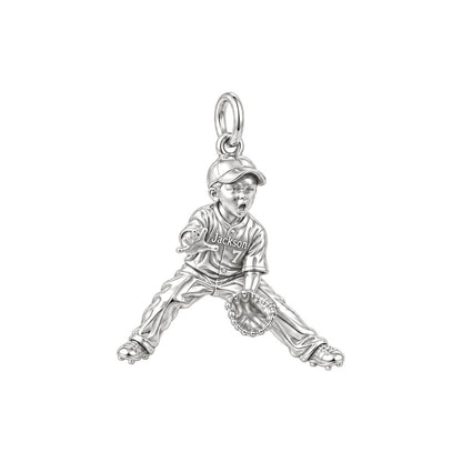 Little MVP In The Field Charm Bracelet – Personalized Mom Gift – silver charm, front view