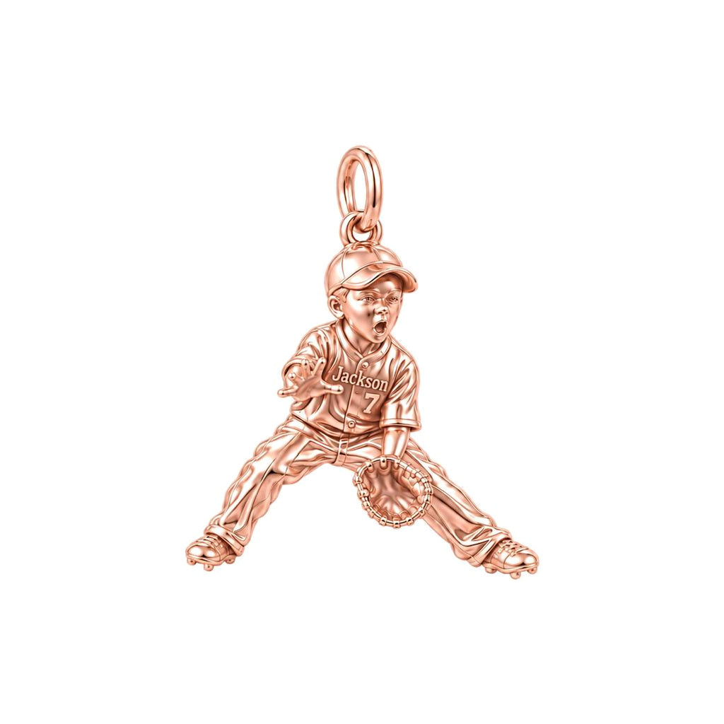 Little MVP In The Field Charm Bracelet – Personalized Mom Gift – rose gold charm, front view