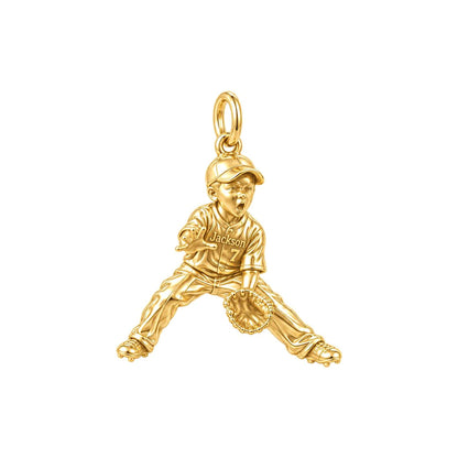 Little MVP In The Field Charm Bracelet – Personalized Mom Gift – 18K gold charm, front view
