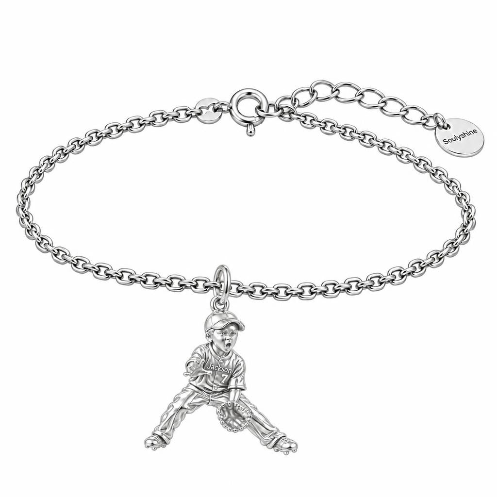 Little MVP In The Field Charm Bracelet Set – silver, front view