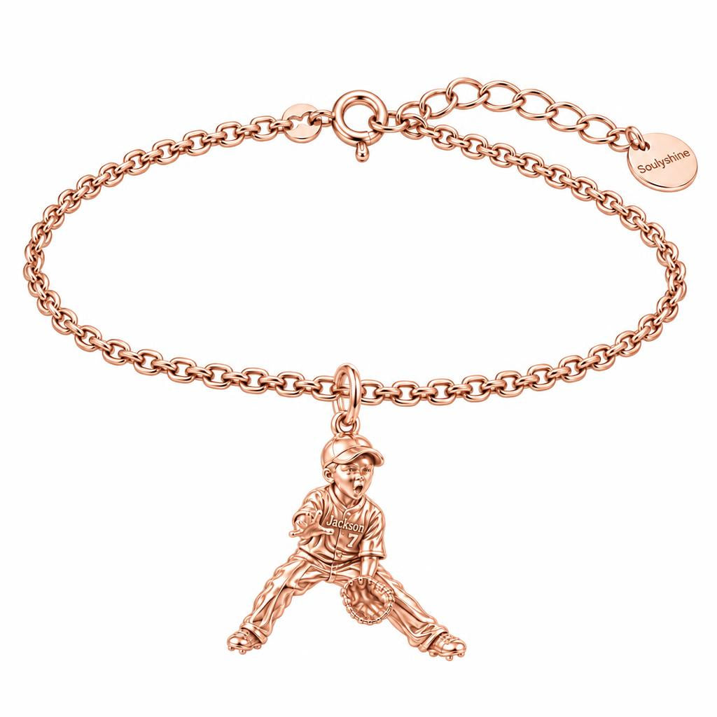Little MVP In The Field Charm Bracelet Set – rose gold, front view