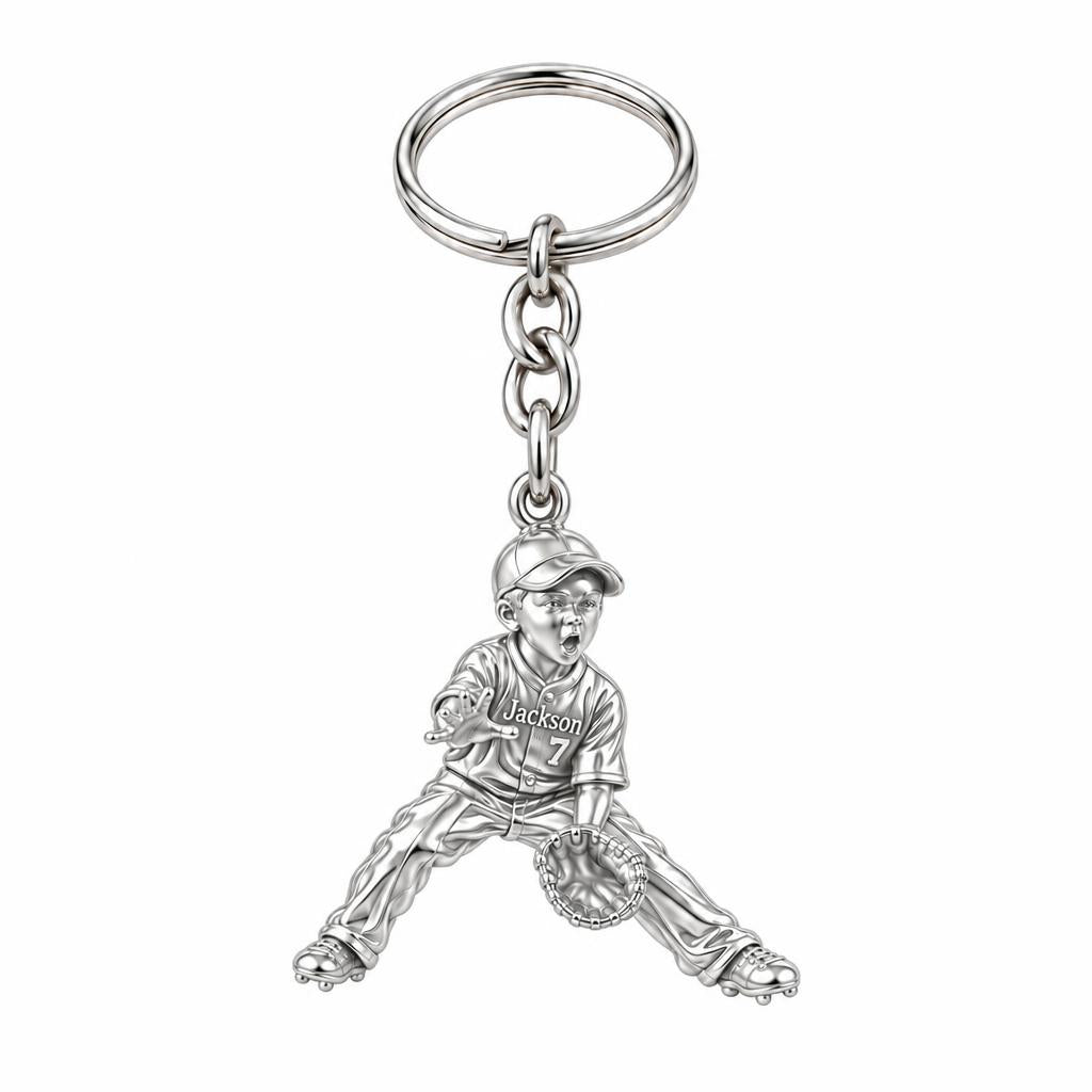 Little MVP In The Field Charm Keychain – silver, front view