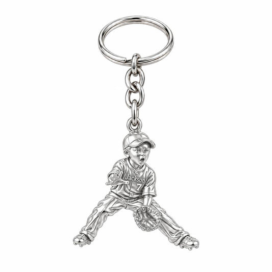 Little MVP In The Field Charm Keychain – silver, front view
