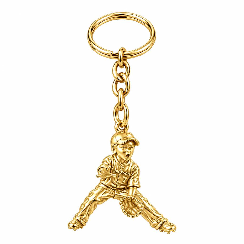 Little MVP In The Field Charm Keychain – 18K gold, front view