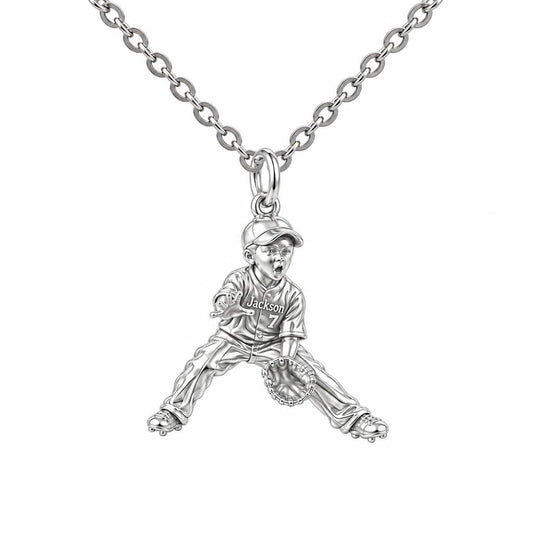 Little MVP In The Field Charm Necklace Set – silver, front view