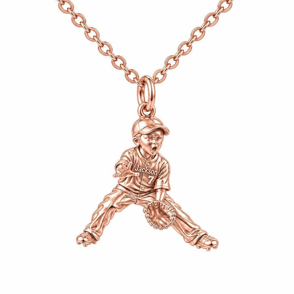 Little MVP In The Field Charm Necklace Set – rose gold, front view