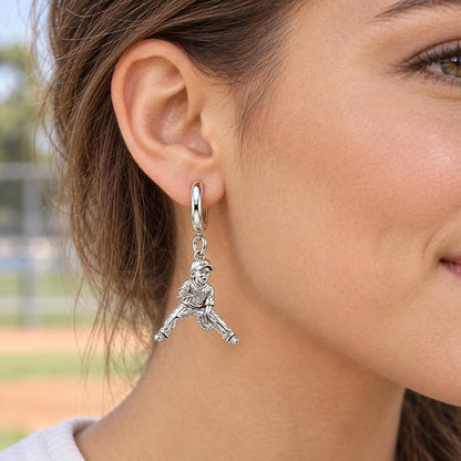 Little MVP In The Field Huggie Charm Earrings – worn / in use