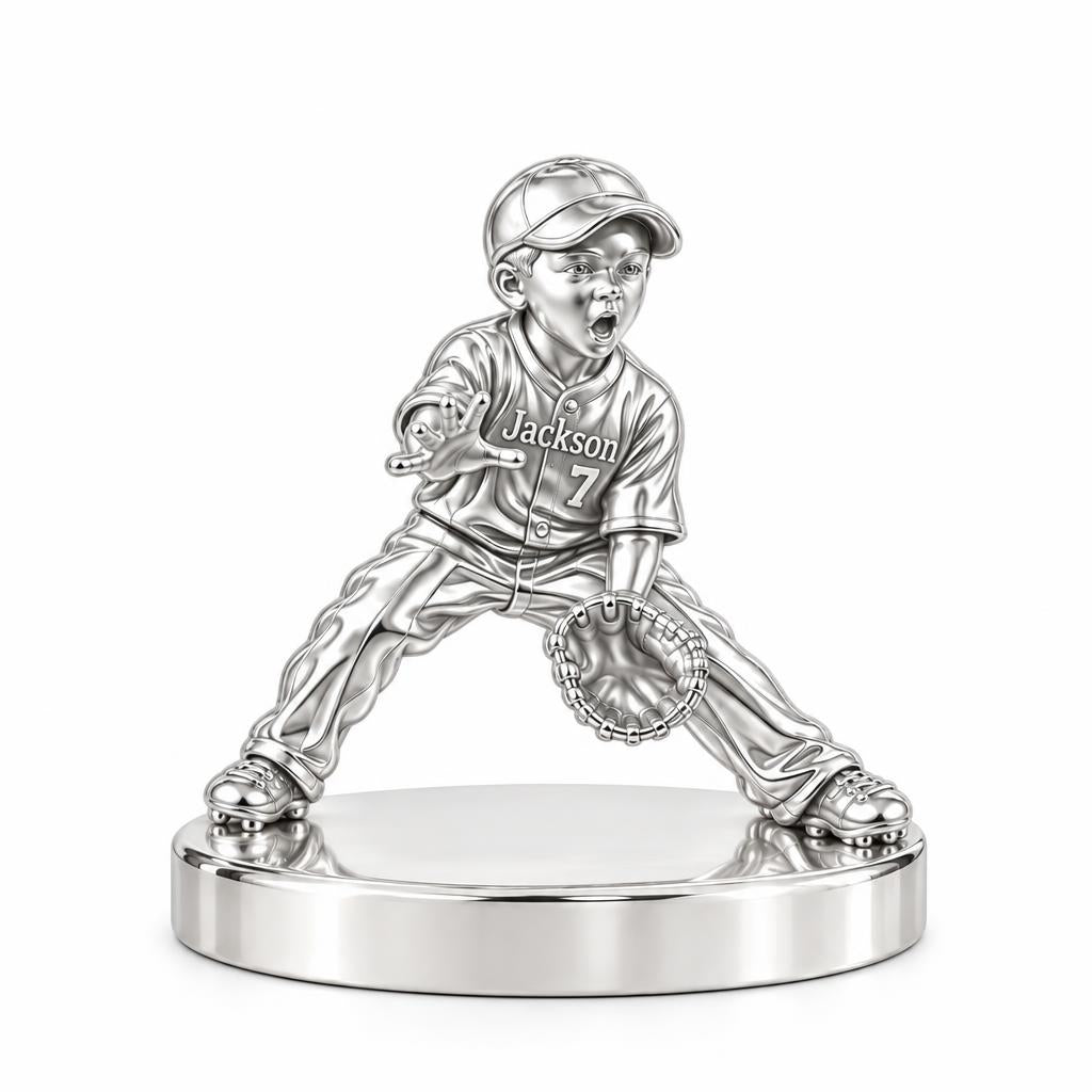 Little MVP In The Field Keepsake Plaque – silver, front view