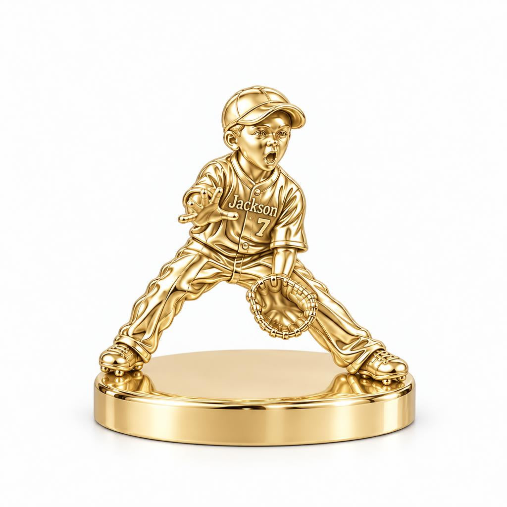 Little MVP In The Field Keepsake Plaque – 18K gold, front view