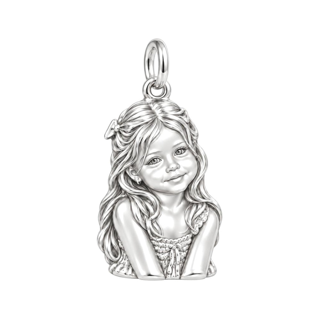 Little One's Smile Charm Bracelet – Personalized Mom Gift – silver charm, front view