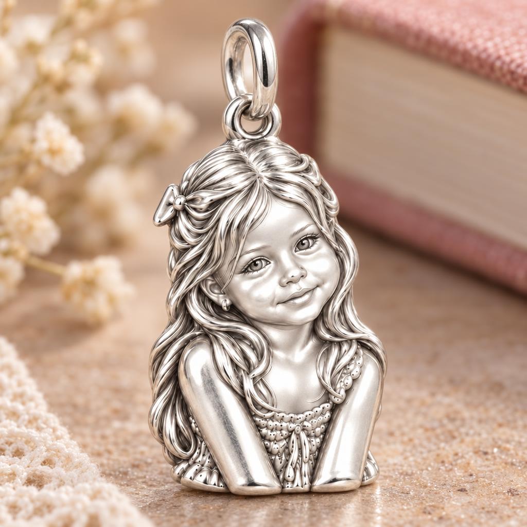Little One's Smile Charm Bracelet – Personalized Mom Gift – macro detail of the charm