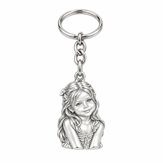 Little One's Smile Charm Keychain – silver, front view