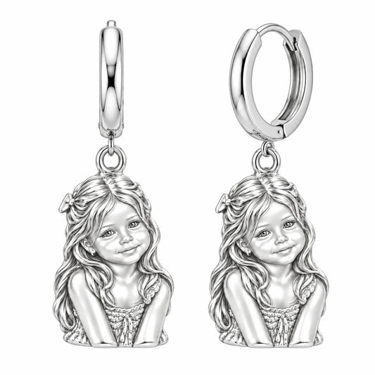 Little One's Smile Huggie Charm Earrings – silver, front view