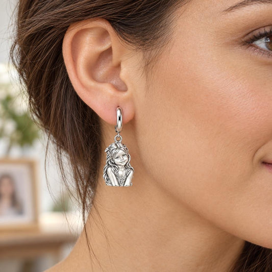 Little One's Smile Huggie Charm Earrings – worn / in use
