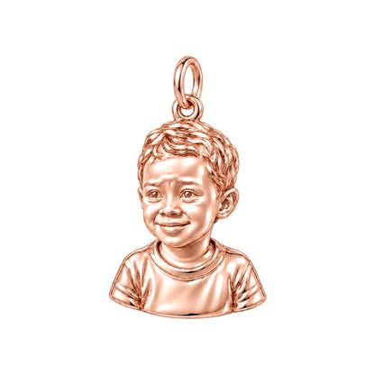Little One Sculpted Portrait Charm Bracelet – Personalized Mom Gift – rose gold charm, front view
