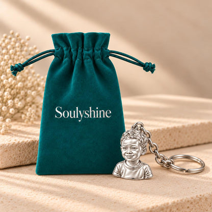 Little One Sculpted Portrait Charm Keychain – Soulyshine velvet gift pouch