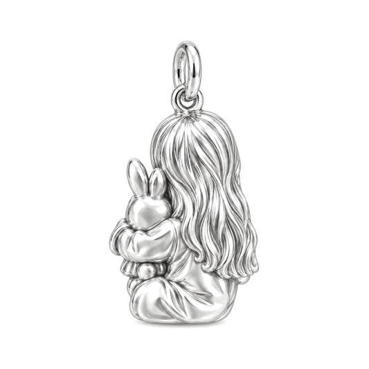 Little One with Bunny Charm Bracelet – Personalized Mom Gift – back of the charm, engraving area