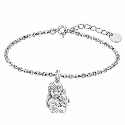 Little One with Bunny Charm Bracelet Set – silver, front view