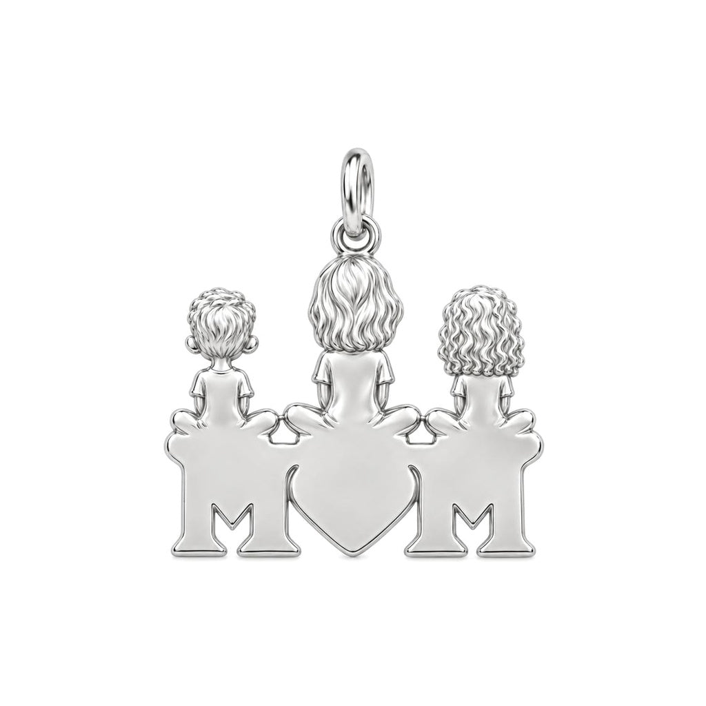 Little Ones Atop Mom Charm Bracelet – Personalized Mom Gift – back of the charm, engraving area