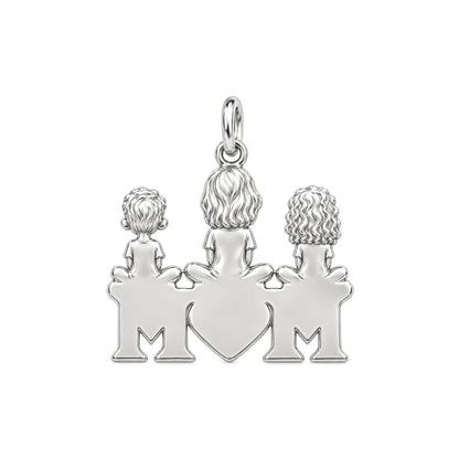 Little Ones Atop Mom Charm Bracelet – Personalized Mom Gift – back of the charm, engraving area