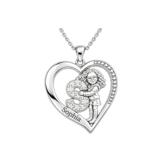 Little Piece of My Heart Charm Bracelet – Personalized Mom Gift – silver charm, front view