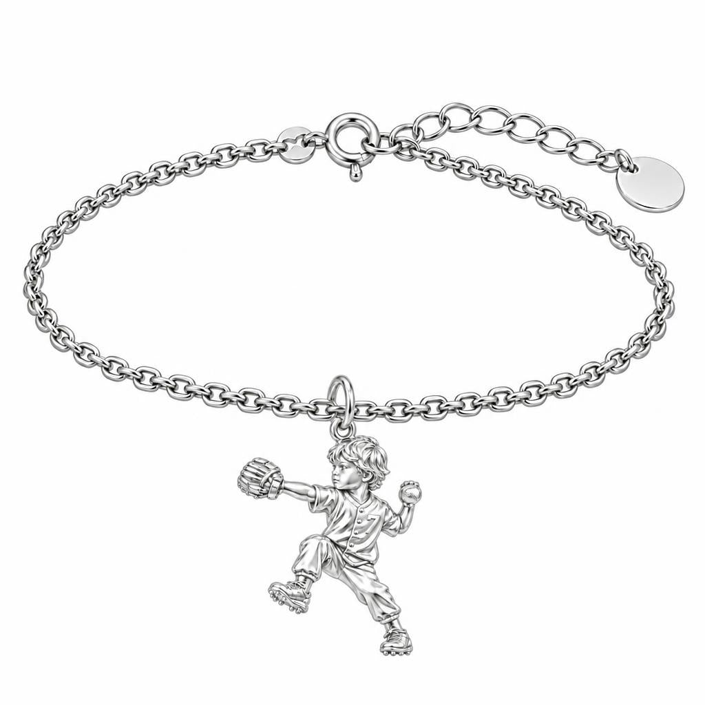 Little Pitcher in Motion Charm Bracelet Set – silver, front view