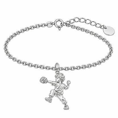 Little Pitcher in Motion Charm Bracelet Set – silver, front view