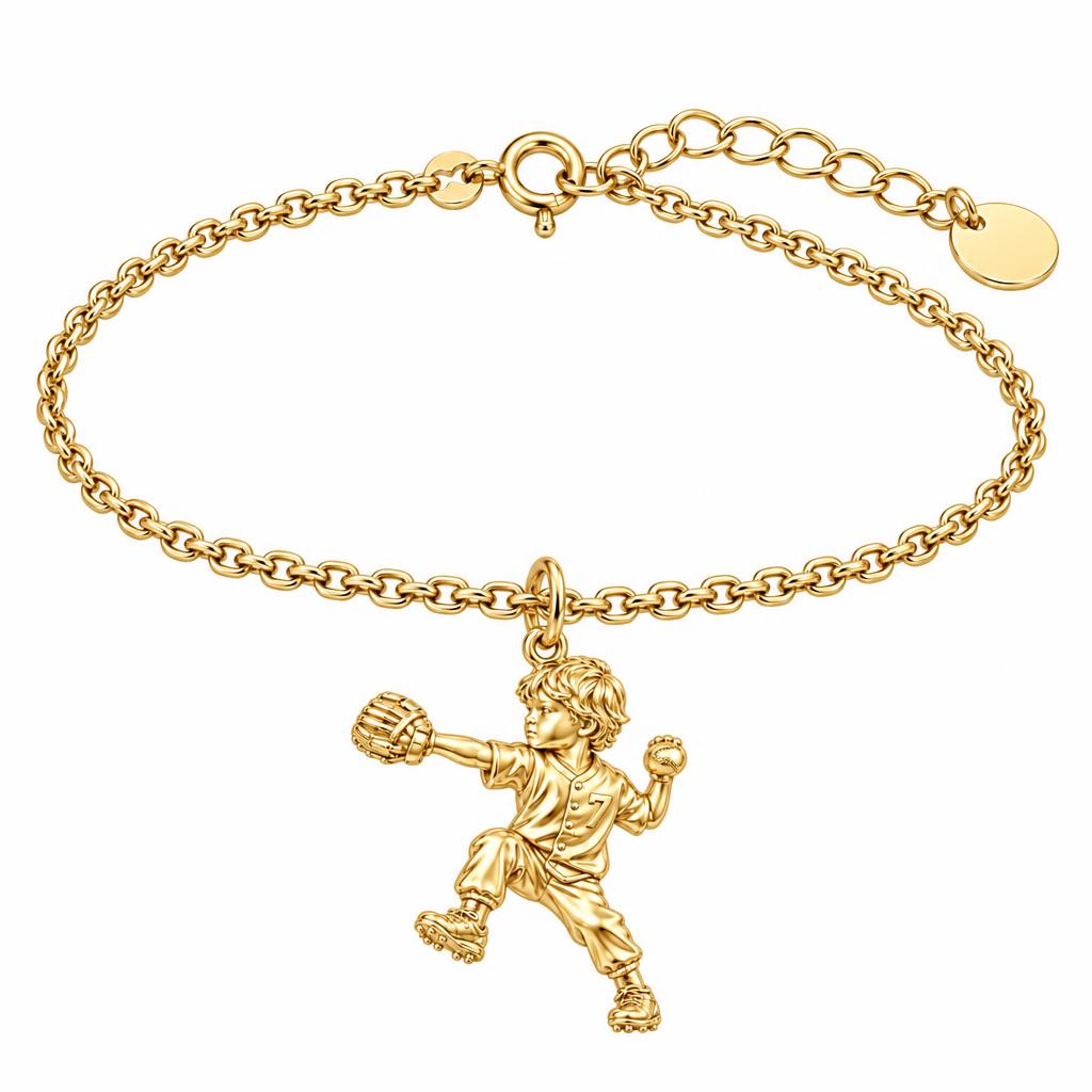 Little Pitcher in Motion Charm Bracelet Set – 18K gold, front view