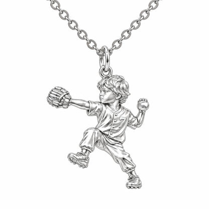 Little Pitcher in Motion Charm Necklace Set – silver, front view