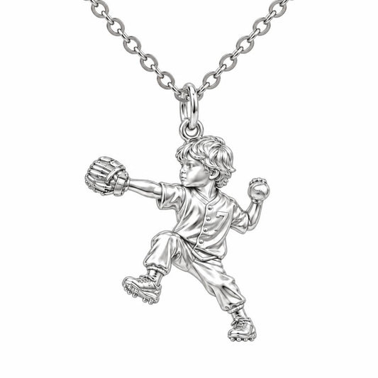 Little Pitcher in Motion Charm Necklace Set – silver, front view