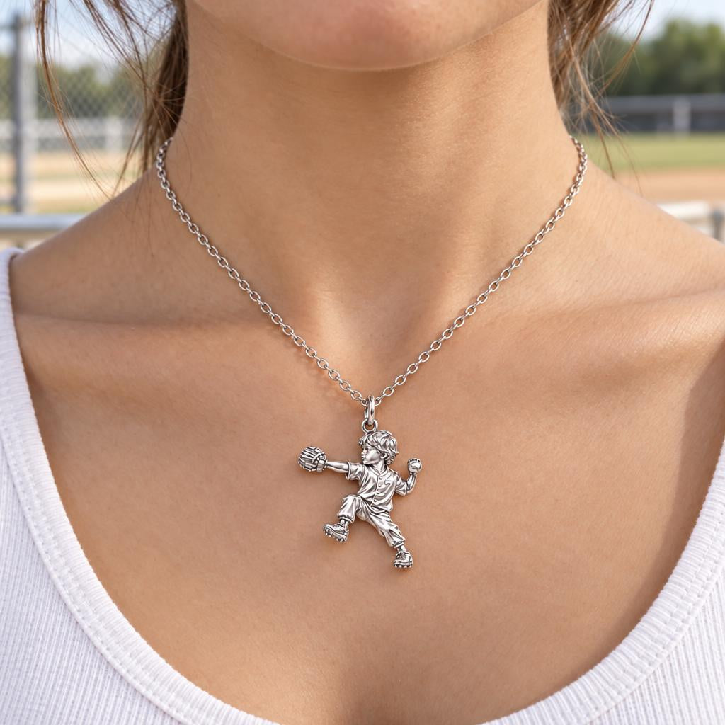 Little Pitcher in Motion Charm Necklace Set – worn / in use