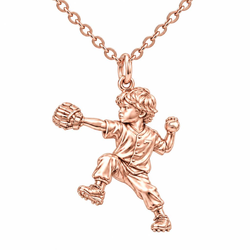 Little Pitcher in Motion Charm Necklace Set – rose gold, front view