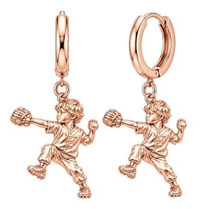 Little Pitcher in Motion Huggie Charm Earrings – rose gold, front view