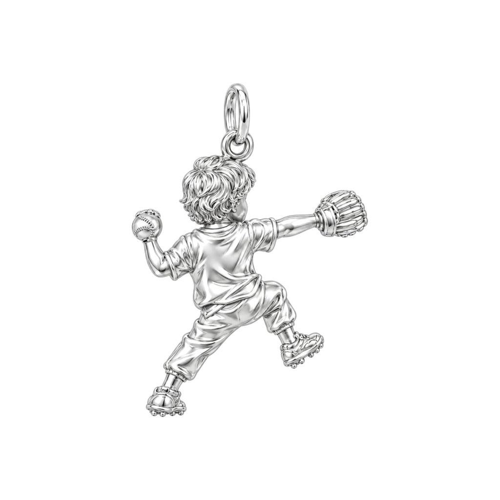 Little Pitcher in Motion Keepsake Plaque – back of the charm, engraving area