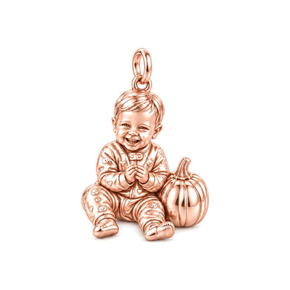 Little Pumpkin Charm Bracelet – Personalized Mom Gift – rose gold charm, front view